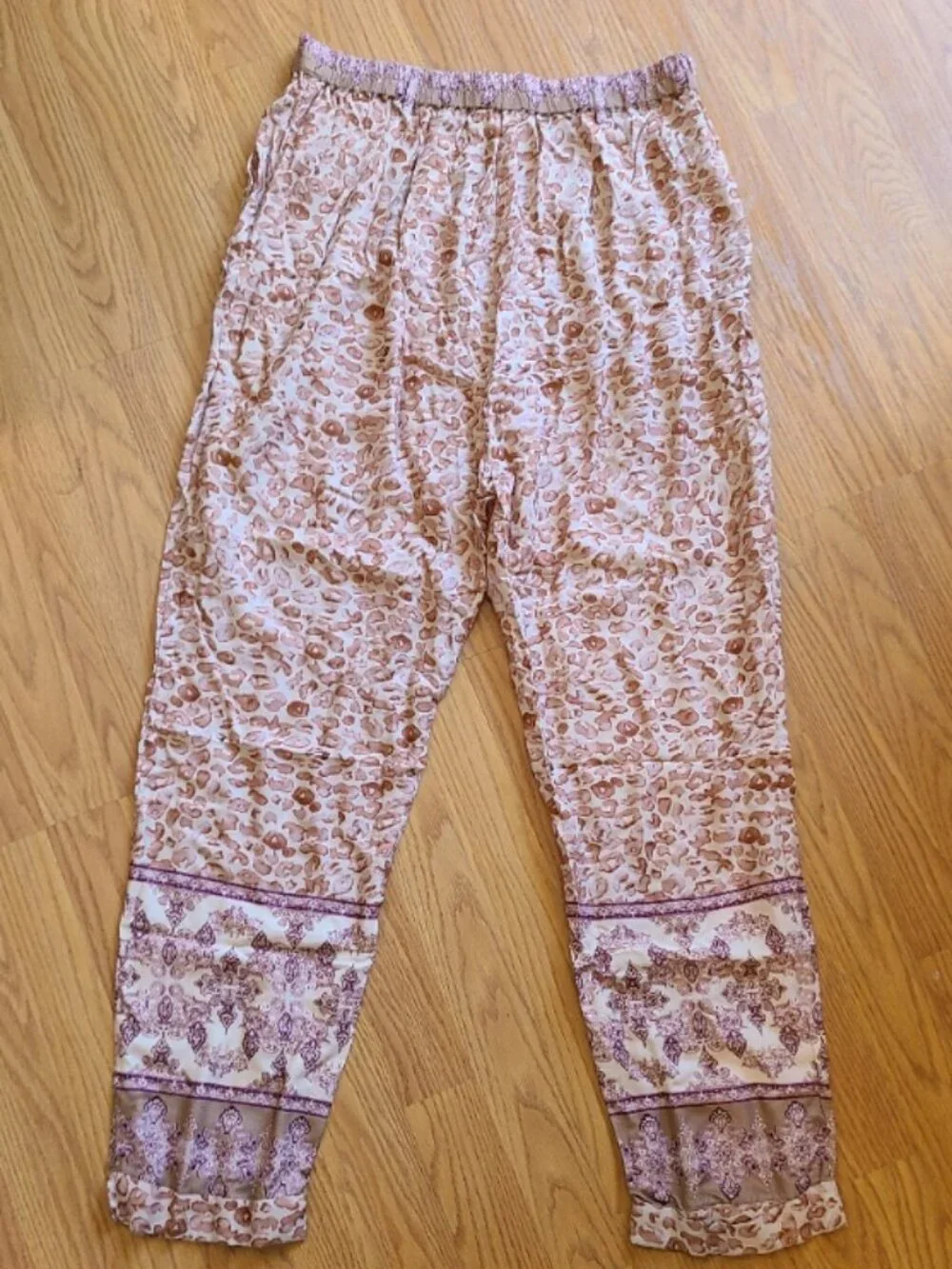 NEW NWT! ANTHROPOLOGIE OLLARI CHEETAH LEOPARD PAISLEY CUFFED PANTS BOHO sz XL